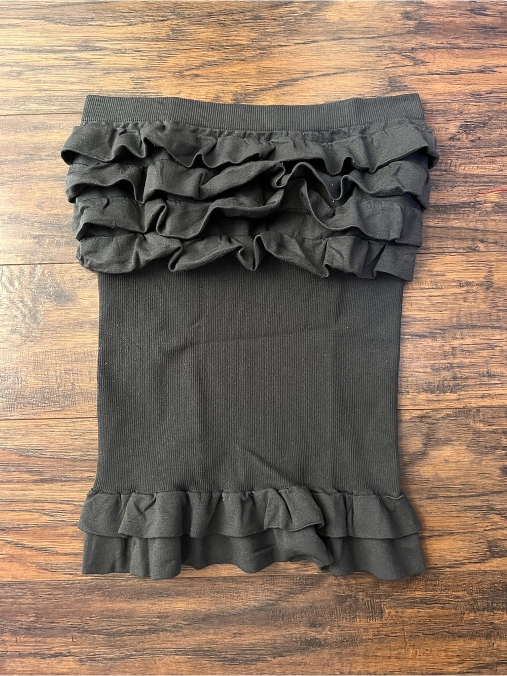Black Ruffle Tube Top - Women